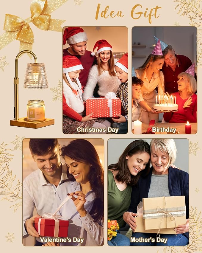 Hong-in Candle Warmer Lamp with Timer Dimmer,Christmas Birthday Gifts for Women Mom,House Warming Gifts New Home Room Decor,Vintage Wax Warmer for Scented Wax Jar Candles