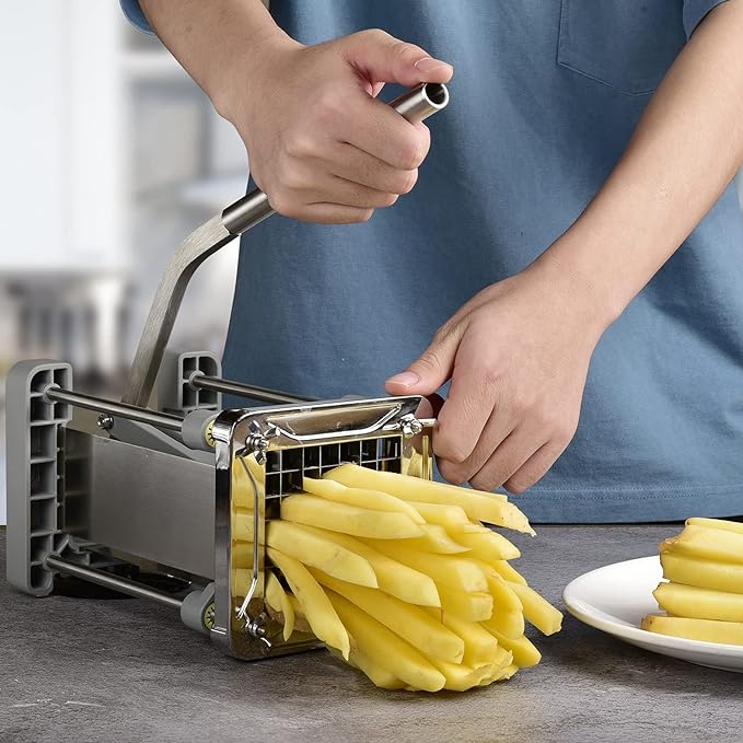 Sopito French Fry Cutter for Potatoes, 1/2 Inch Professional Grade | Durable stainless steel, easy lever operation, fast cutting. Ideal for family meals, parties and batch food prep