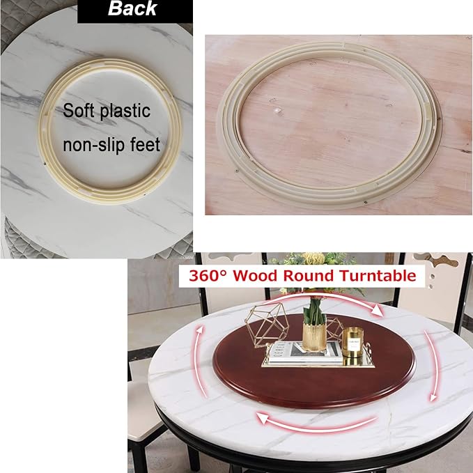6-Color Wood Turntable Ø60 80 90 100cm Round Lazy Susan Swivel Serving Tray For Kitchen Dining Table Serving Plate, Multipurpose Turntable For Round Table/Rectangular Table (Color : White-A, Size :