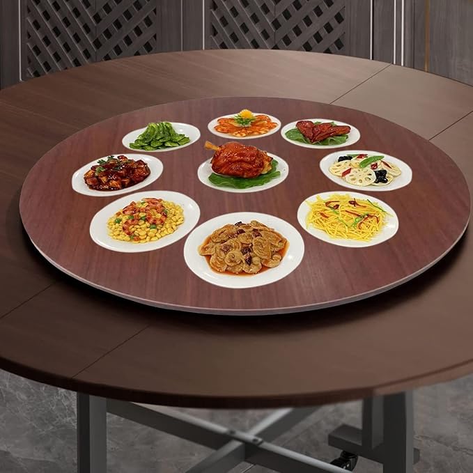 Large Wooden Turntable 360° Rotating Lazy Susan Round 50cm-100cm, Sturdy And Smooth Running, Round Rotating Serving Plate/Swivel Tray, For Passing Things Around The Dinner Table (Color : Red-brown,