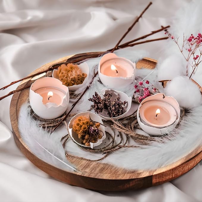 11.5 Inches Round Acacia Wood Tray, Decorative Serving Tray for Home Decor, Coffee Table, Kitchen, Dining Room, Candle Tray, Appetizer Board