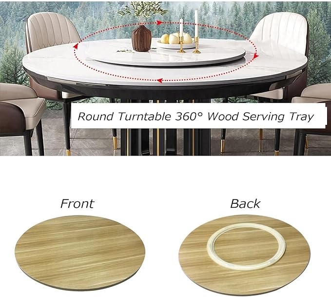 Large Wooden Lazy Susan 360° Swivel Turntable Serving Plate Ø 50/60/70/80/90/100cm, Round Dining Table Service Tray, 16mm Thick, High Temperature Resistants, Tabletop Organizer(Beige,Ø90cm)