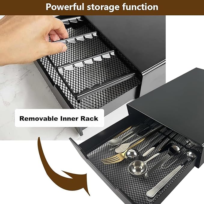 Miuly K-Cup Holder Drawer, Coffee Capsule Drawer for Vertuoline Nespresso Vertuo,Dolce Gusto, K-Cup, 24-36 Pod Pack Holder, Home Kitchen Counter Organizer, Black