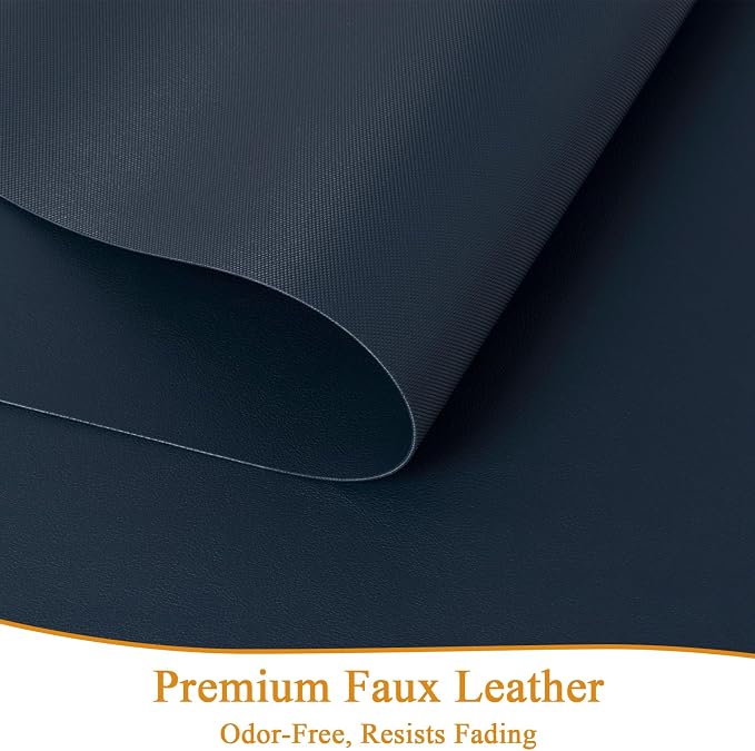 SHACOS Placemats Set of 6 Faux Leather Waterproof Leakproof Wipeable PU Non-Slip Vinyl Place Mats Heat Resistant Table Mats for Kitchen Dining Table Indoor Outdoor, Navy Blue