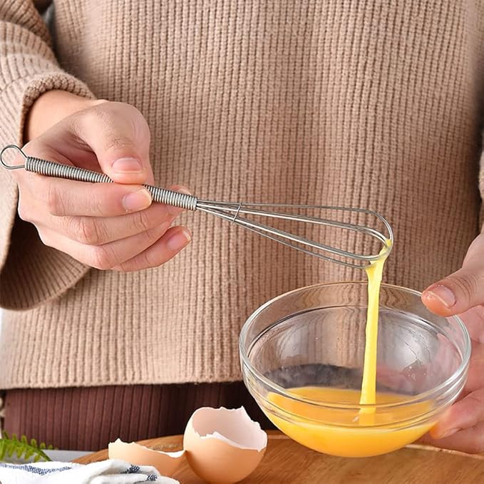 Whisks Stainless Steel Mini Wire Whisks Set of 3 Portable Stainless Steel Kitchen Tiny Whisk Egg Beater with Thick Wire for Cooking Blending Whiping Beating Stirring