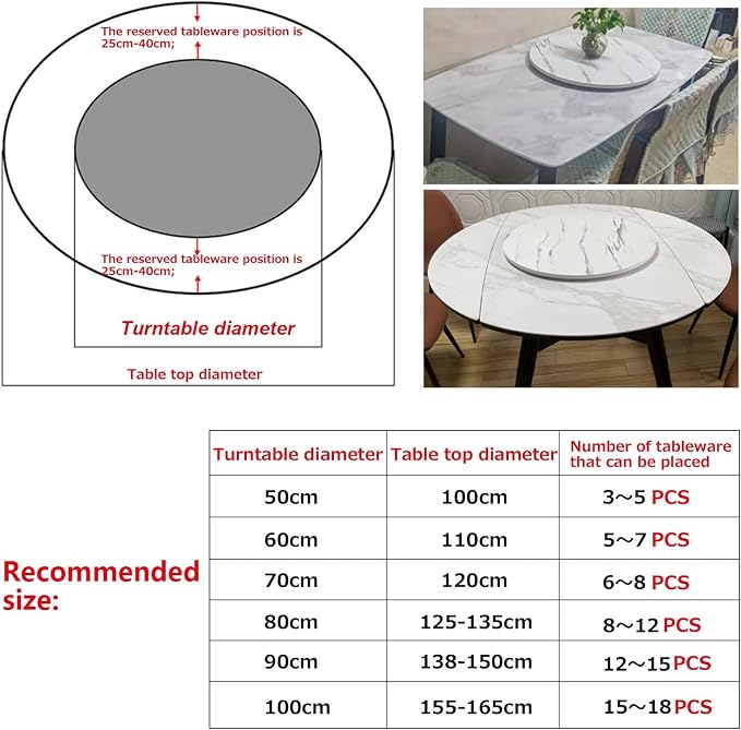 Kitchen Lazy Susan Large Wood Turntable For Round Table - Swivel Serving Tray - 360 ° Flexible Rotation For Easy Share All Foods, One Piece With Bearing, No Need To Install (Color : Black, Size : 10