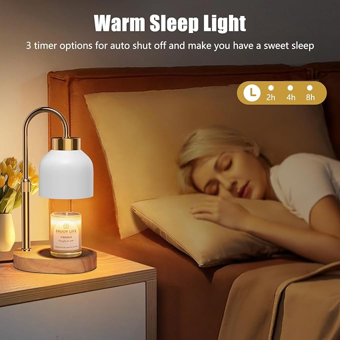 seenlast Candle Warmer Lamp with Dimmer Adjustable Height, 2/4/8H Timer,Vintage Home Decor for Scented Jar