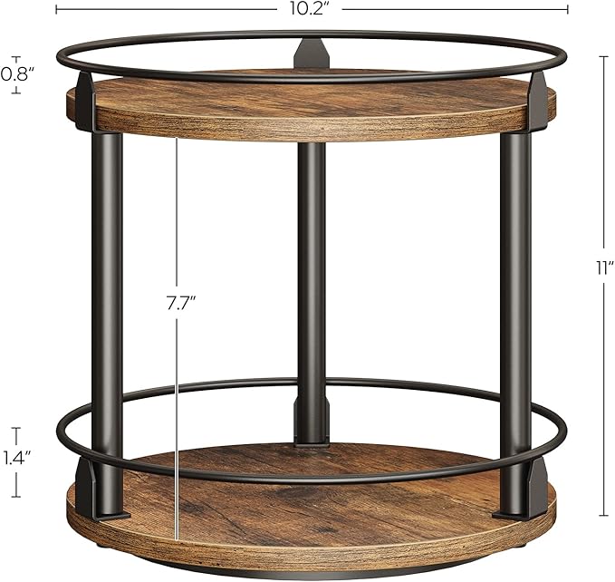 YATINEY Spice Rack, Set of 2 Lazy Susan Organizer, 2-Tier Turntable Organizer, Rotating Spice Rack Organizer For Cabinet, Compact and Versatile, for Kitchen Countertop, Rustic Brown SR22L2BR