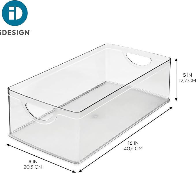 iDesign Stackable Clear Plastic Extra Long Storage Bin | Organizer for Kitchen Cabinet or Pantry