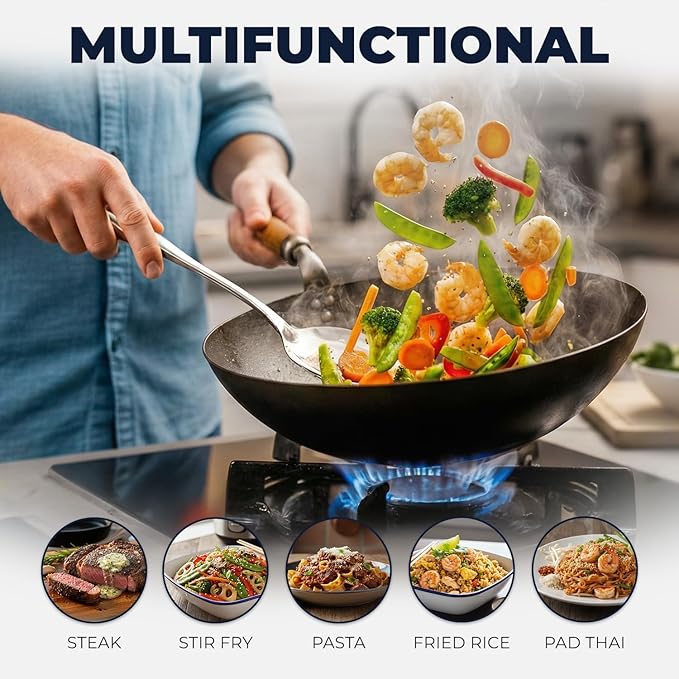 Zulay Kitchen Stainless Steel Wok Spatula - 14.8” Heat-Resistant Metal Turner for Stir-Fry, Sauté & Grilling - Durable, Rust-Proof & Dishwasher Safe Kitchen Utensil for Everyday Use