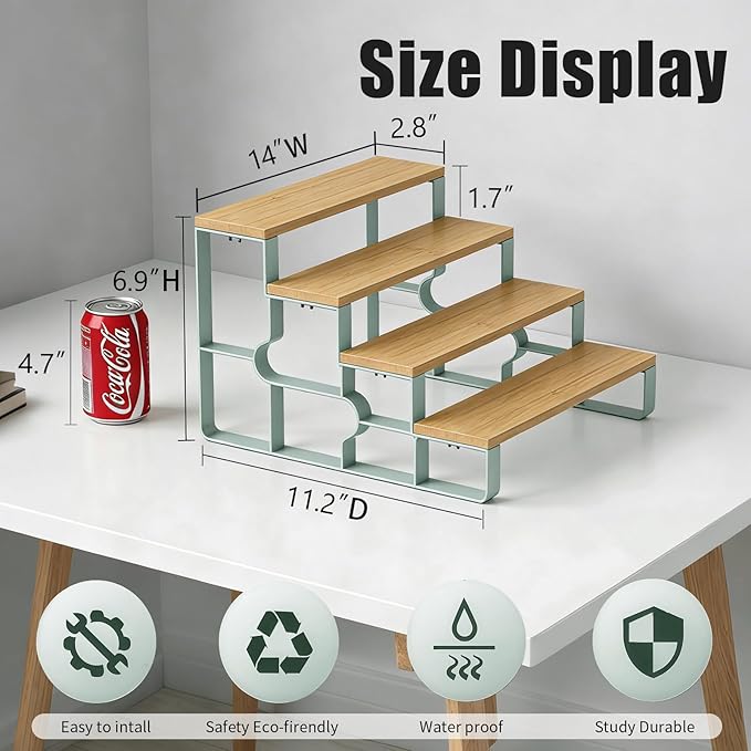 Perfume Organizer for Women,4 Tier Cologne stand for Skincare, Vanity Organizer for Makeup,Bathroom Counter Organizers and Storage,Bamboo Display Shelf (Width=11.2")