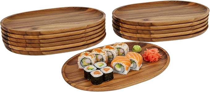 Woodard & Charles Medium Acacia Oval Tray, 8" W x 12L, ★★Pack of 12★★