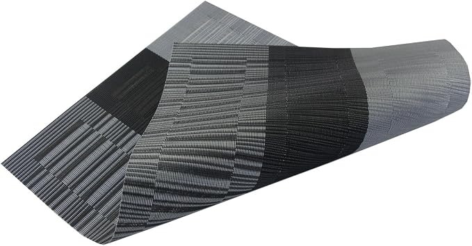 Placemats for Dining Table Set of 4 Plastic Washable Table Mats Easy to Clean PVC Placemat (Black)