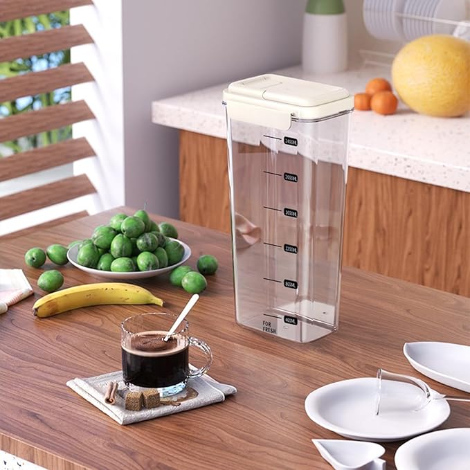 3-Piece Airtight Storage Set - 1200ml+2000ml+2800ml with Handheld Design, BPA-Free Food-Grade, Stackable Organizers for Flour, Grains, Oats, Pasta, Pet Food (Cream Yellow)
