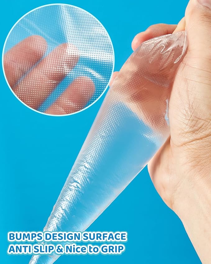 130 Pcs Piping Bags and Tips Set, Cakes Decorating Kit Supplies with 100 Pcs 12 Inch Piping Bags, 1 Reusable Pastry Bags, 18 Tips, 2 Couplers, 2 Bags Ties, 3 Clips, 1 Scriber Needle, 3 Cake Scraper