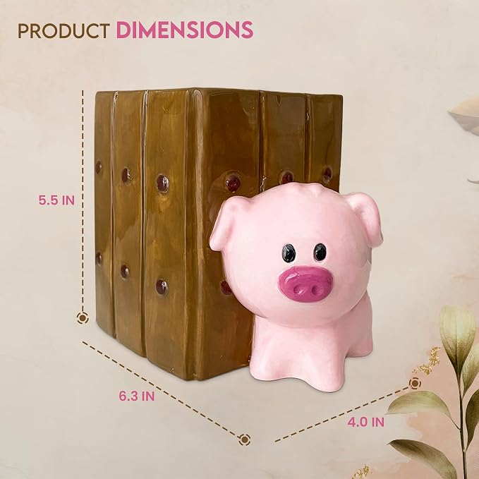 Pig Utensil Holder | Kitchen Crock Storage | Pig Stuff Print Accessories Decoration | Cute Hog Gifts for Women | Cerdo Pollo Animal Boar Decor | Countertop Piglet Stuff Vase
