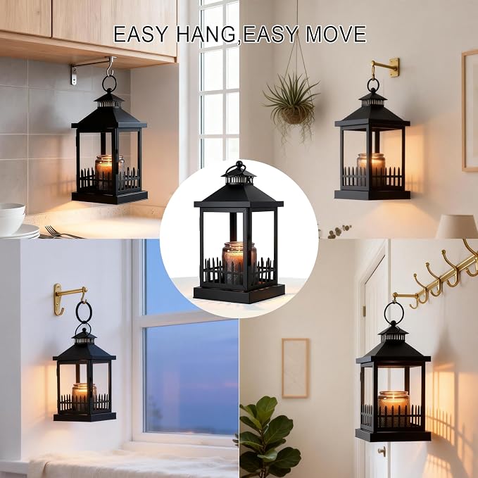 2026 New Candle Warmer Lamp with Timer,Imitating Fence Design Candle Warmer Lamp Dimmable Farmhouse Candle Lamp Warmer,Lantern Candle Warmer Lamps and Hanging Up Designed