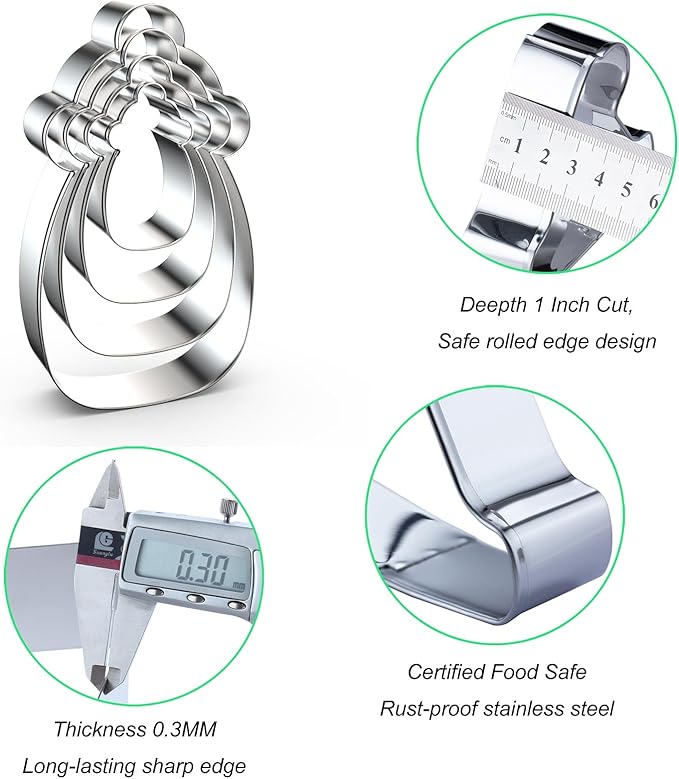 Baby Bottle Cookie Cutter Set for Baby Shower Baking, 5/4/3/2 inch, 4 Piece, Stainless Steel