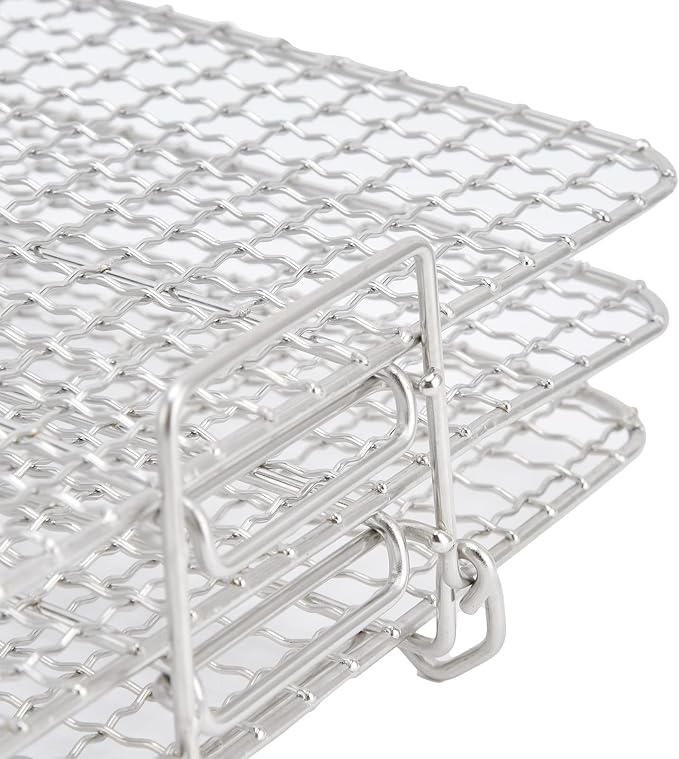 3 - Tier Stainless Steel Cooling Rack Set, Baking and Roasting Rack for AG300 AG400 Air Fryer Oven, Multi - Layer Stackable Grilling Rack with Elevated Feet for