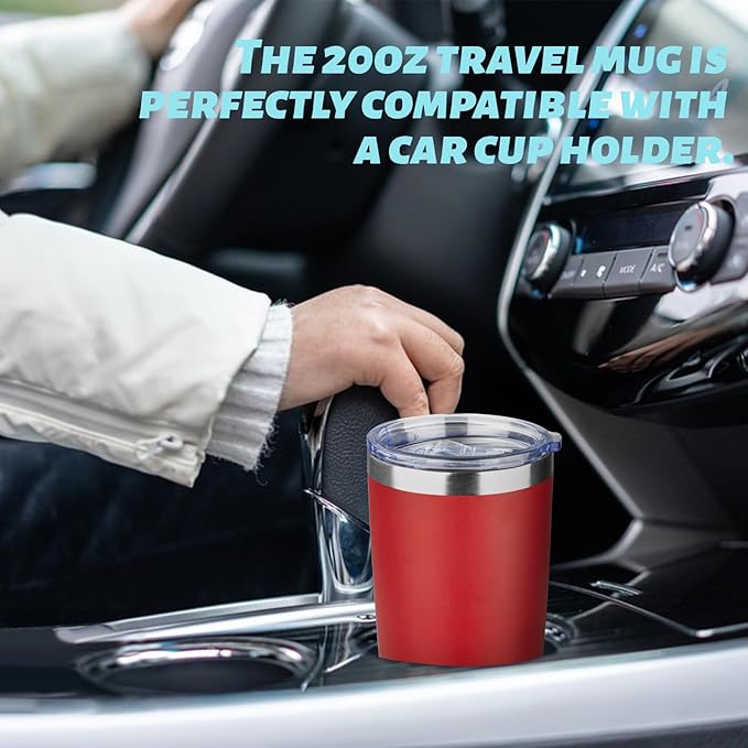 20oz Tumbler with Straw and Brush, Stainless Steel Vacuum Insulated tumbler, Double Wall Insulated Coffee Tumbler for Outdoor, Home, Travel,Office (Bright Red,8pcs)