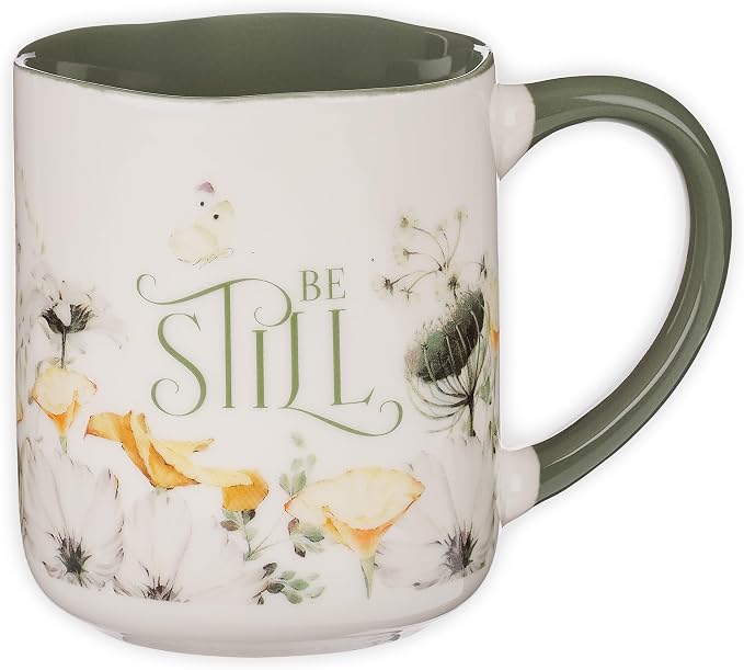 Christian Art Gifts Novelty Inspirational Scripture Ceramic Coffee & Tea Mug Set for Women: Love, Pray, Hope & Be Still, Multicolor Florals, Microwave & Dishwasher Safe Drinkware, Four 12 oz. Cups