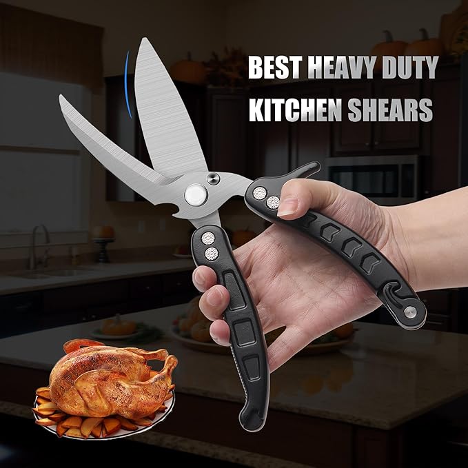 Poultry Shears Scissors Heavy Duty,Kitchen Shears,Multi-purpose Stainless Steel Kitchen Scissors for Christmas Turkey Food , Chicken,Fish,Meat,Separable easy to clean thoroughly,Dishwasher Safe.