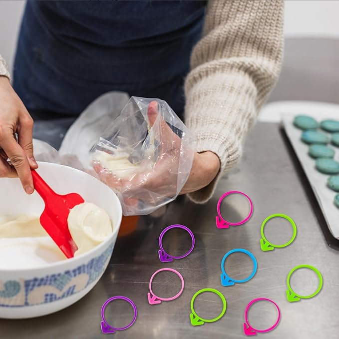 120Pcs Pastry Bag Ties, Silicone Icing Bag Ties, Decoration Piping Bag Ties for Pastry Baking Cookies, Reusable Baking Pastry Bag Ties for Cupcakes Cookies and Pastry Seal (Multicolor)