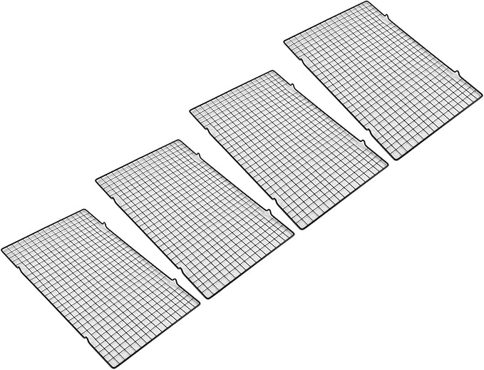 4PCS Stainless Steel Cooling Rack, Barbecue Baking Rack, Heavy Duty Heat Grid Tray for Oven Grill with Dishwasher Safe Design, for Cookies Cakes Meat Vegetables