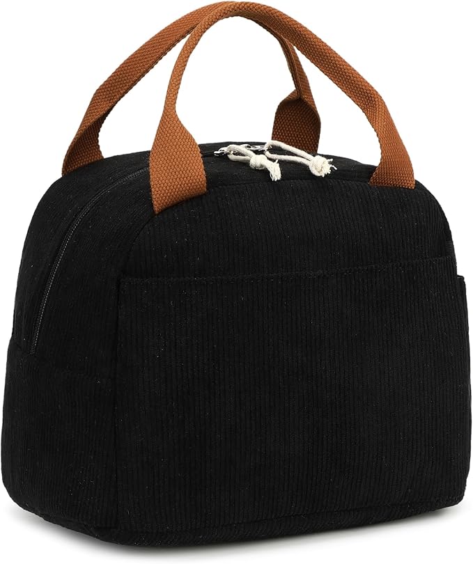 LEDAOU Lunch Box for Women Insulated Lunch Bag Corduroy Lunch Tote Bags Leakproof Cooler Lunch Case for Travel Work Picnic