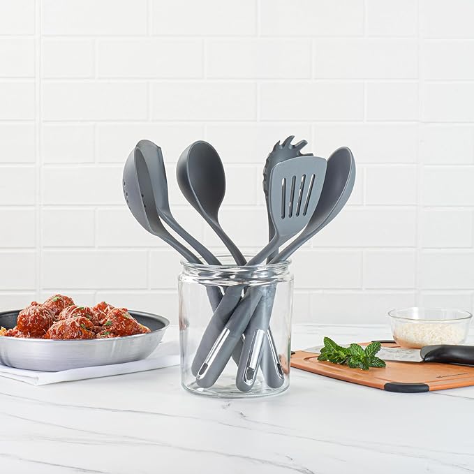 Met Lux Kitchen Utensil Sets, 10 Silicone Utensil Sets- 6 Pieces Per Set, High-Heat Tolerance, Dark Gray Silicone Kitchen Utensils, For No-Stick Cookware - Restaurantware