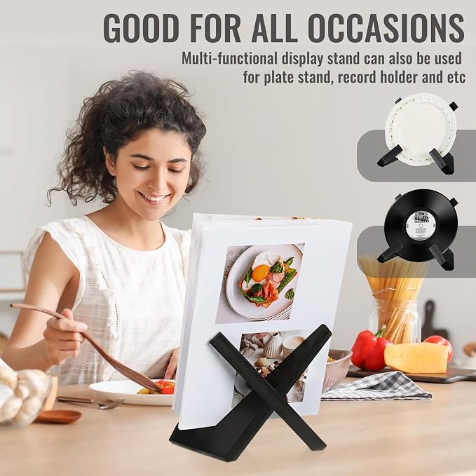 Cookbook Stand for Kitchen, Recipe Book Holder for Kitchen Counter, Wooden Cookbook Holder, Rustic Cook Book Stand