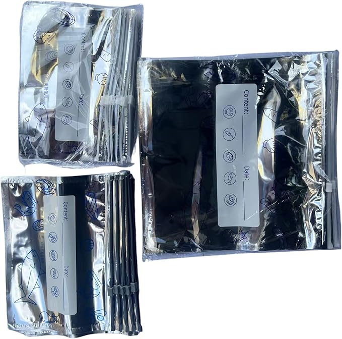 30 Count Reusable Aluminum Foil Food Storage Bags - Ideal for Keeping Food Fresh,Zipper Sealable Airtight Packaging -Silver