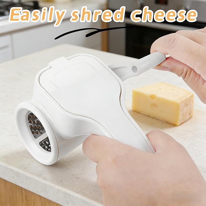 Rotary Cheese Grater-Manual Handheld Cheese Shredder with Stainless Steel Drum, Easy to Clean, Lightweight Grater with Handle for Nuts, Parmesan, Cheese