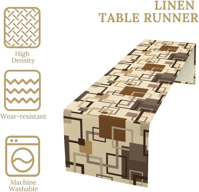 Mid Century Table Runner, Modern Abstract Geometry Art Table Runner for Home Indoor Outdoor Kitchen Holiday Birthday Party Wedding Decor 13x90 Inch