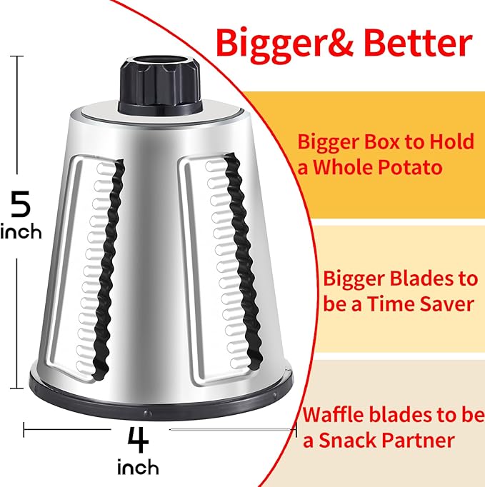 Weltonhm Rotary Cheese Grater with 4 Blades, Large Hand Crank Cheese Grater with Waffle Slicer, Blue Cheese Shredder with Suction Base, Easier for Shredding& Grating (Blue, 4 Graters)