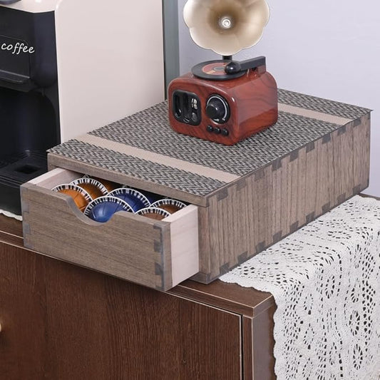 DDYURI Coffee Pod Holders 1-Layer 1-Drawer Dark Brown (CF1D1C-DK)