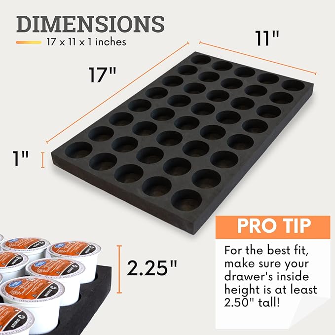 K Cup Holder Compatible with Keurig Coffee Pods - K Cup Drawer Organizer Holders, K Cup Storage & K Cup Organizer for Kitchen Drawer - K Cup Holder Drawer Tray, KPod Coffee Pods Storage Drawer (40)