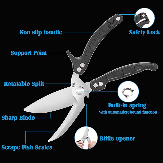 Poultry Shears Scissors Heavy Duty,Kitchen Shears,Multi-purpose Stainless Steel Kitchen Scissors for Christmas Turkey Food , Chicken,Fish,Meat,Separable easy to clean thoroughly,Dishwasher Safe.