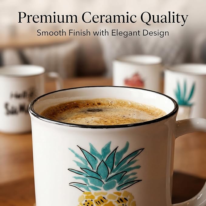 Topadorn 4 Pack 4oz Ceramic Espresso Cups Set, Small Coffee Mugs with Handle, Lead-Free Dishwasher & Microwave Safe Demitasse Cups for Coffee Lovers
