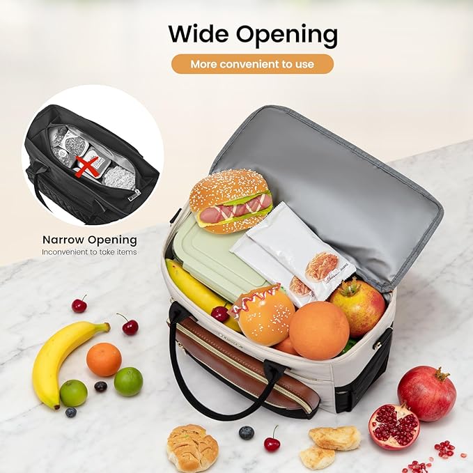 LOVEVOOK Insulated Lunch Bag Women,Wide Opening Adult Lunch Box Women with Cup Holder,Large Leakproof Cooler Bag for Work Picnic Beach Family College Mom,Lunch Teacher Tote Bag for Gift