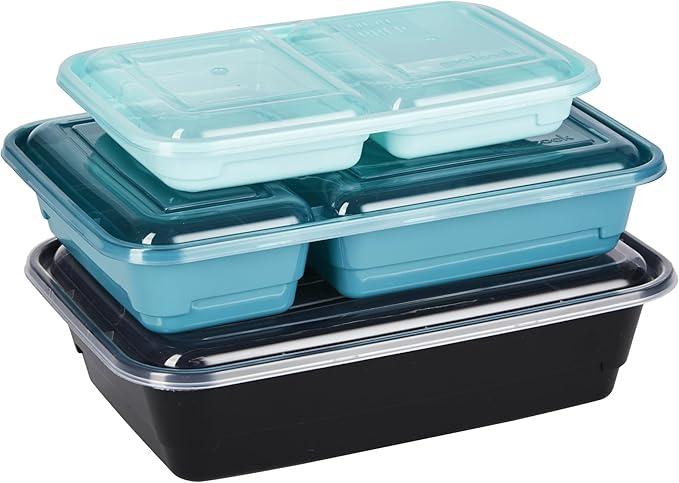 GoodCook Meal & Snack Prep Container Set, Includes Embossed Measurements & Color Coordinated Lids, Made Without BPA, 60-Piece Set