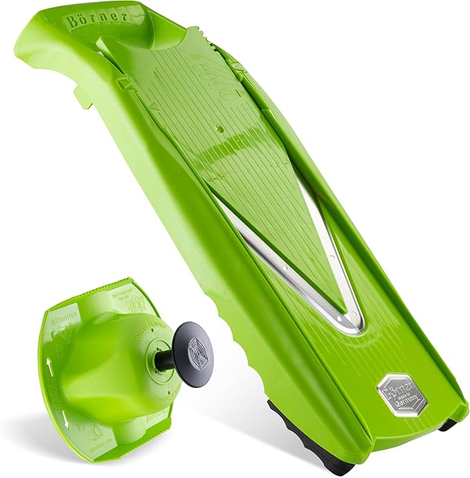 Börner Mandoline Slicer V5 (Basic Set) • Vegetable V-Slicer for Slices in 4 Thickness Settings • Stainless Steel V-Blade • Adjustable Kitchen Slicer for Vegetables & Fruits • Color: Green