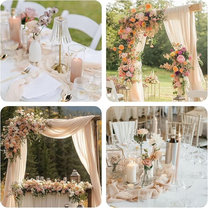 13ft Light Beige Cheesecloth Table Runner Boho Gauze Runner for Baby Shower 35x157 Inches Cheese Cloth Table Runner for Wedding Bridal Party Home Decorations