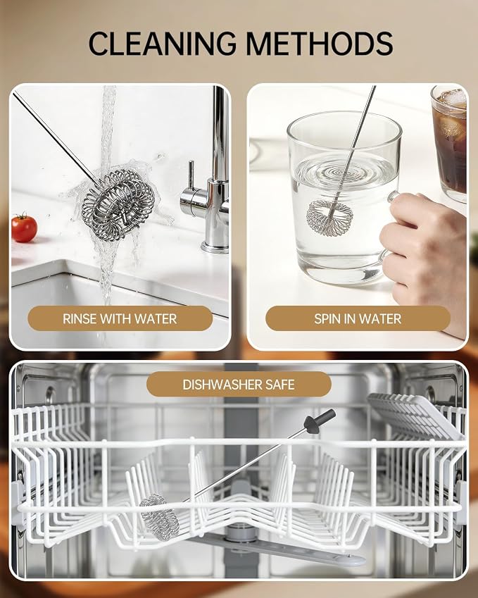 CIRCLE JOY Rechargeable Milk Frother Hanheld with Stand, Dual Coil Whisk Head Electric Coffee Frother, Portable Hand Frother Wand Drink Mixer for Matcha Lattes Cappuccino, Kitchen Gifts, Black