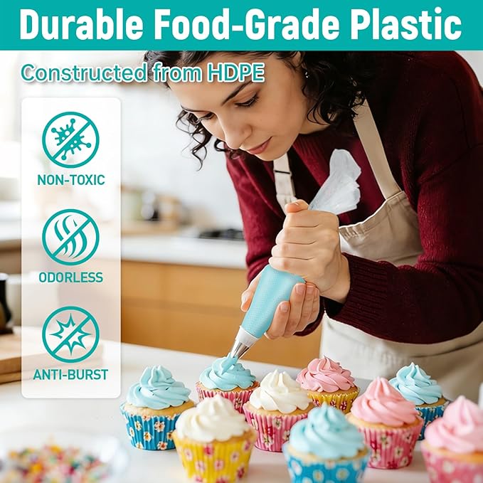16 Inch Thick Disposable Piping Bags, 100PCS Anti Burst Pastry Bags for Cake Decorating Cream Frosting and Baking Supplies, Tipless Piping