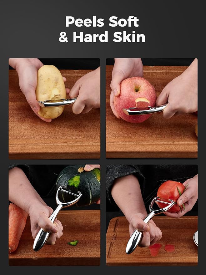 Vegetable Peeler Set, Ultra Sharp Stainless Steel Y Peeler & I Peeler for Potatoes, Fruits and Vegetables, Serrated Blade Kitchen Peeler with Ergonomic Handle