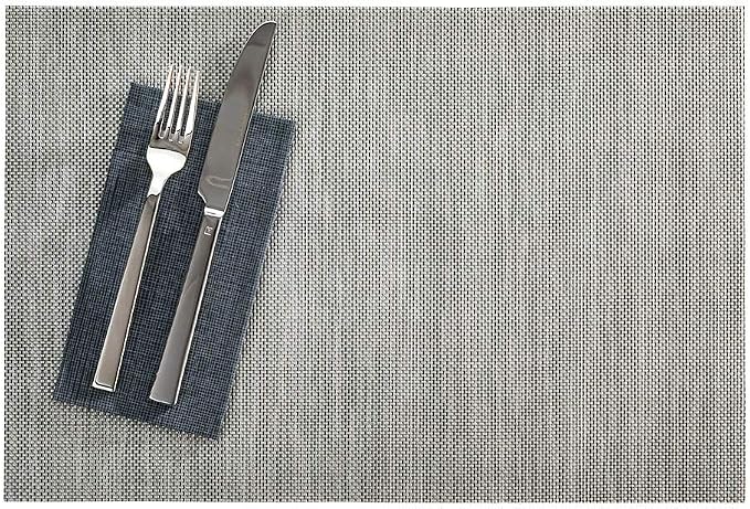 Restaurantware Carmel Mesh 16 x 12 Inch Table Placemats Set Of 6 Woven Washable Placemats - Heat Tolerant No Stain Antique Gray Kitchen Placemats Pewter Mesh Easy To Clean