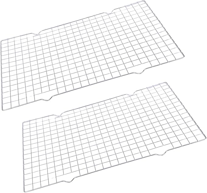 Set of 2 Rustproof Cooling Tray Stainless Steel Baking Sheet Oven Safe Bacons Rack for Camping and Home Kitchens Oven Safe Bacons Rack for Baking