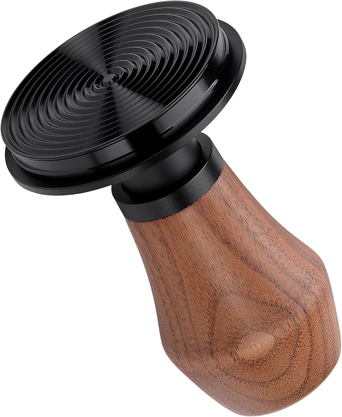 Normcore 58mm Espresso Tamper, Spring-Loaded Coffee Tamper with Titanium PVD Ripple Base, Genuine American Walnut Handle