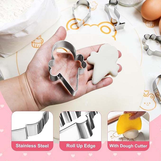 Ice Cream Cookie Cutter Set, 12 PCS Stainless Steel Summer Cookie Cutters for Baking Fondant, DIY Crafts, Summer Celebrations (with Gift Box)